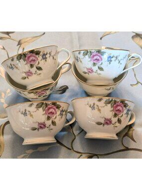 Noritake Firenze Tea Cups Set Of 6 Vintage Fine China Floral Japan JH8007